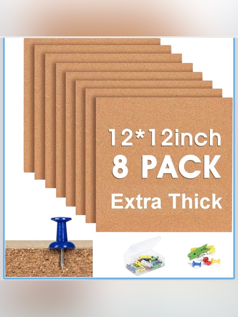 Cork Board Squares 8-Pack - Natural Cork